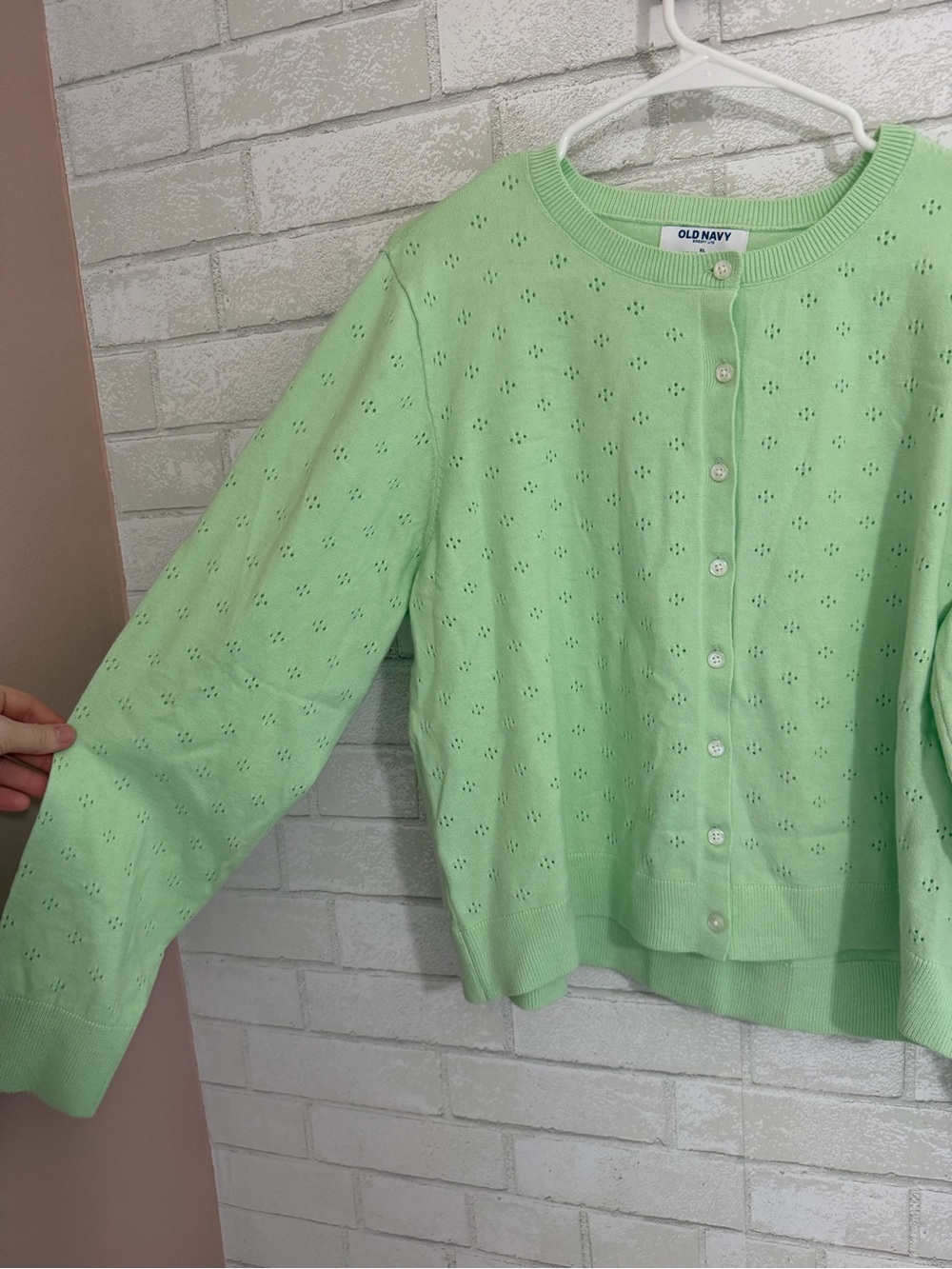 Old Navy Women's Light Green SoSoft Lite Cropped Crew-Neck Cardigan XL #3094 - Picture 3 of 6